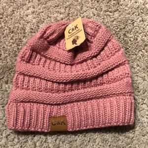 C & k pink knitted hat